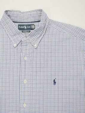 Polo Ralph Lauren Men’s Plaid Blue Long Sleeve Button Down XL Blue Pony Shirt